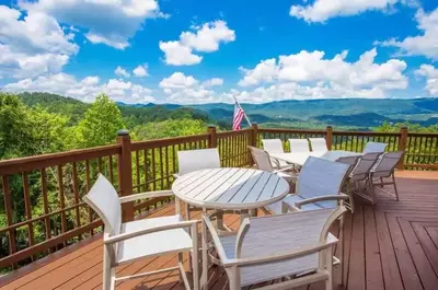 mountain view from deck of 4 bedroom cabin in the smokies