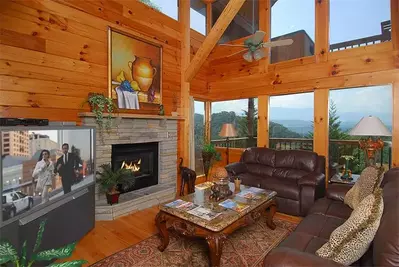 Large living room in A Starr Place cabin in Gatlinburg