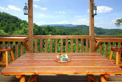 The deck of one of our secluded cabins in Sevierville TN.