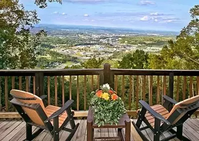 View of Pigeon Forge from the deck of the Eagles View cabin rental
