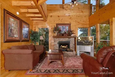 Interior of a gorgeous two bedroom Gatlinburg cabin.
