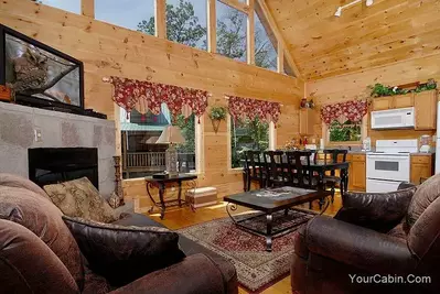 Living room at Owl's Landing cabin