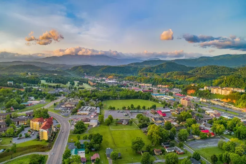 aerial view of the Pigeon Forge Parkway