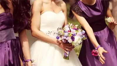 bridge with bridesmaids