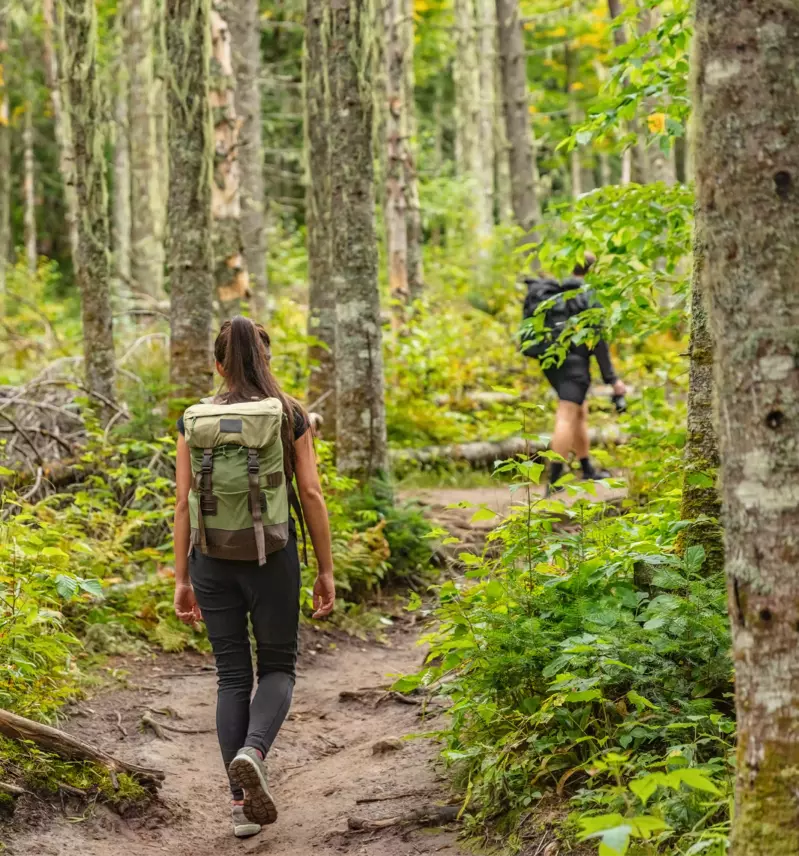 two hikers on a hiking trail