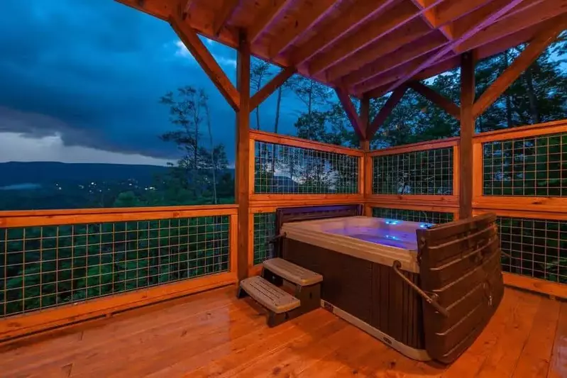 the lodge at coopers hawk cabin hot tub