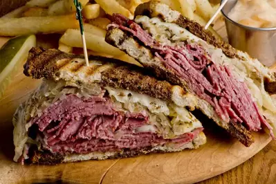 Reuben sandwich and fries 