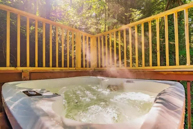 hot tub in wooded setting