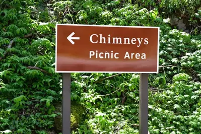 chimneys picnic area sign in the great smoky mountains