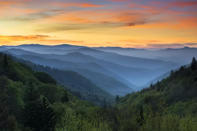 sunrise in the Smoky Mountains