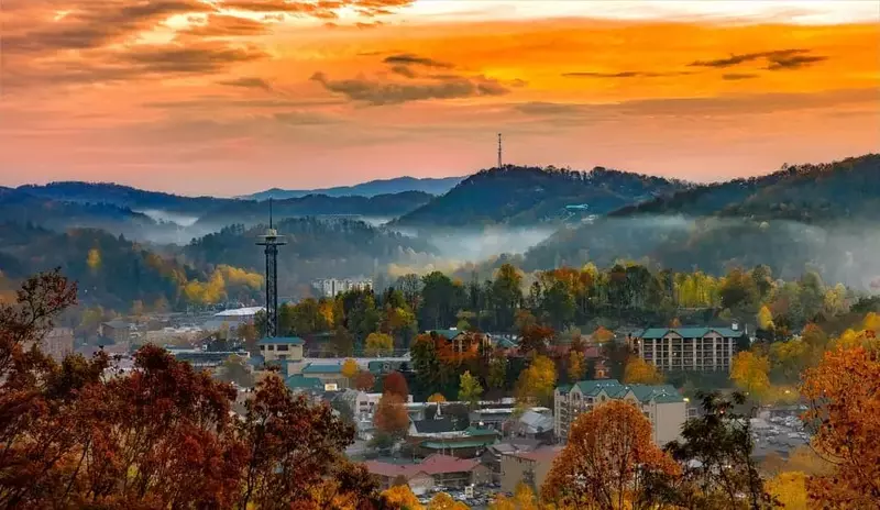 downtown gatlinburg in early fall