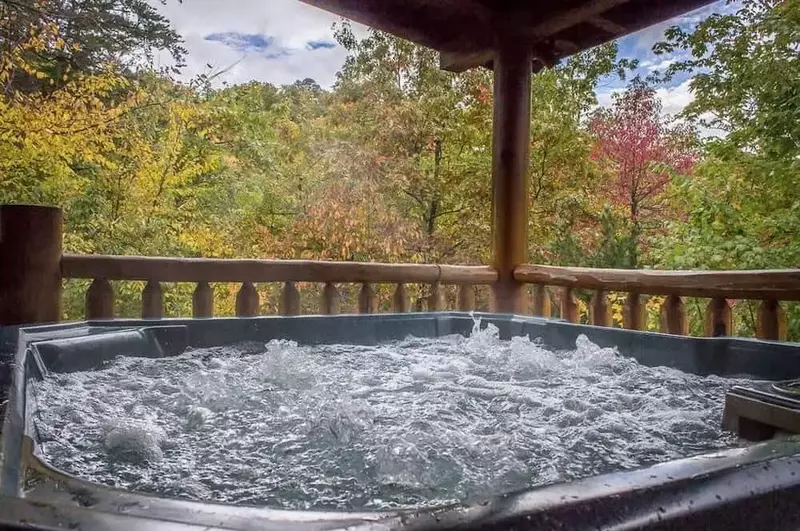 hot tub in 1 bedroom cabin