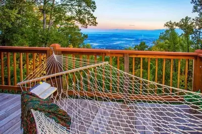 hammock on the deck of a Gatlinburg cabin