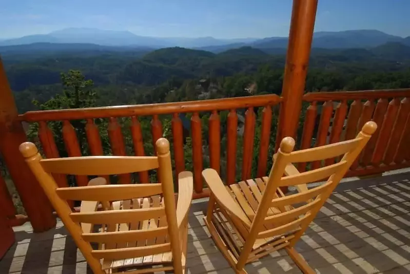 Incredible mountain views from the deck of the Bluebirds Over the Smokies cabin.