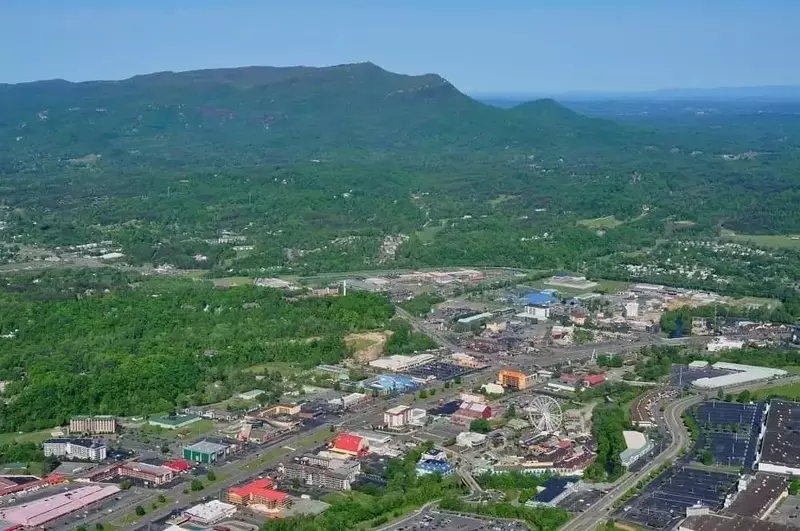 Beautiful aerial view of Pigeon Forge.