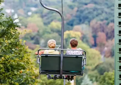 Pair of older women riding Gatlinburg Sky Lift