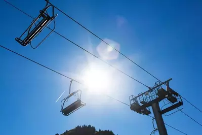 Gatlinburg Sky Lift empty chairs blue sky