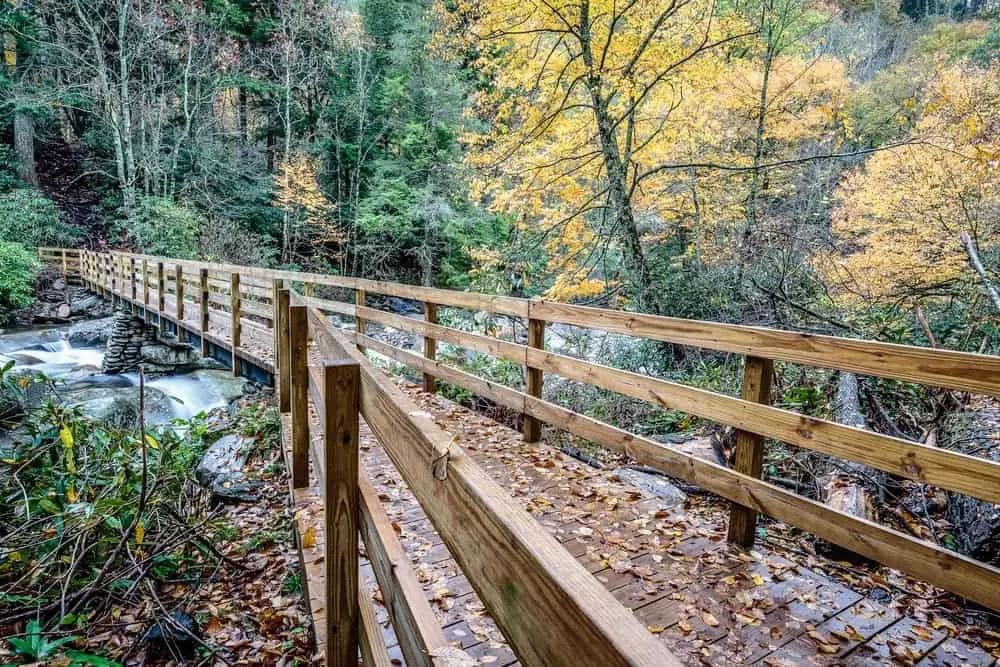 Bridge on a hiking trail in the Smoky Mountains