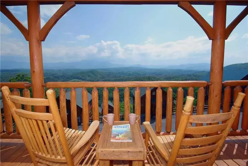 The deck of Paradise Point, one of the best cabin rentals in Pigeon Forge TN.