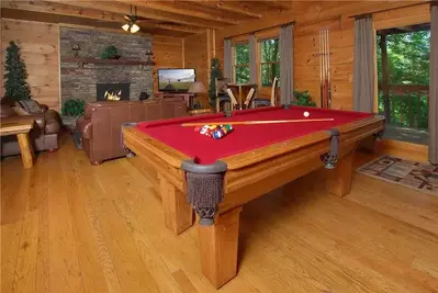 A pool table at the Above Gatlinburg cabin.