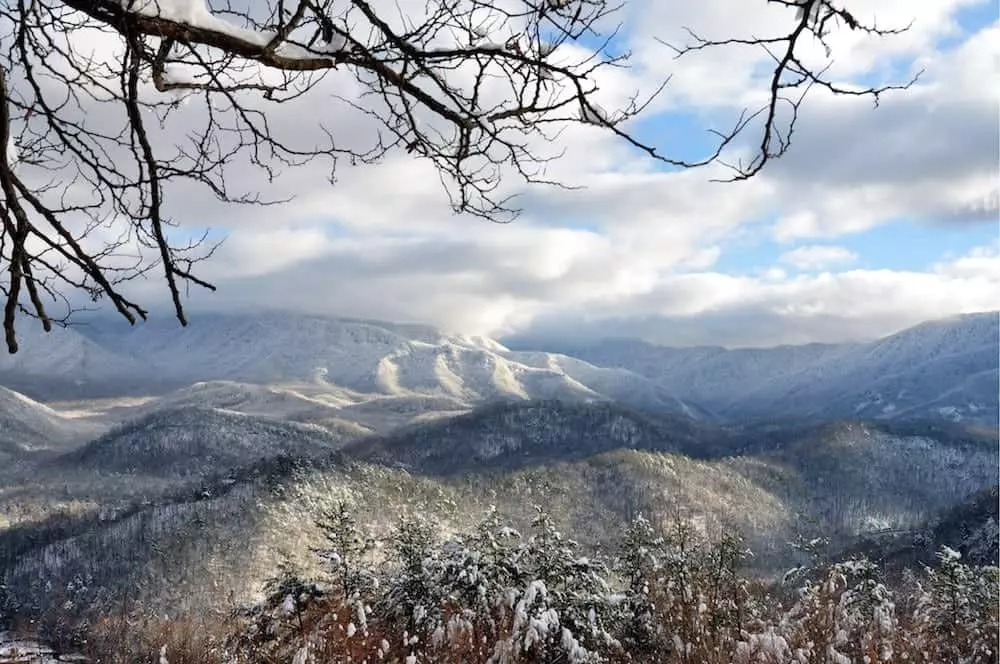 Hiking in the snow covered mountains is one of the top winter activities in Pigeon Forge.