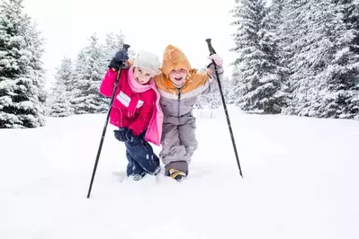 Children enjoying a winter hike.