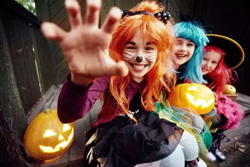 Girls dressed up for Halloween in Gatlinburg and Pigeon Forge.