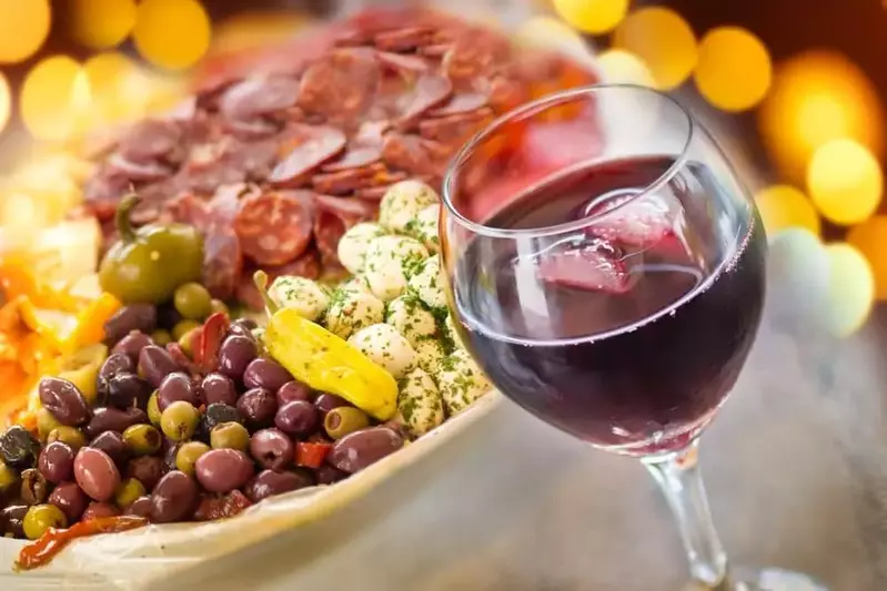 Red wine and antipasto.