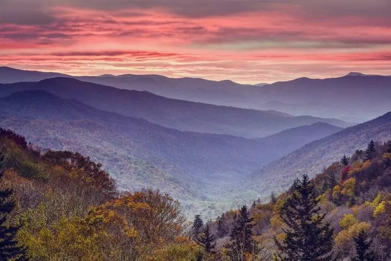 Dawn in the Great Smoky Mountains.