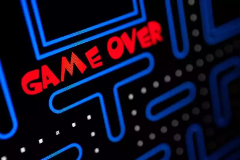 Game Over screen of classic arcade game.