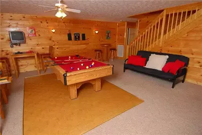 The game room at one of our cabins near Ober Gatlinburg ski resort.