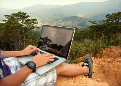 person working while staying in 1 bedroom Gatlinburg cabins