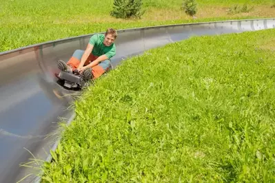 man riding Alpine coaster at Ober Gatlinburg