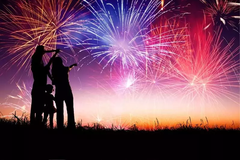 family watching fireworks in Gatlinburg on New Year's Eve