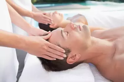 couple enjoying an in-cabin massage in Pigeon Forge