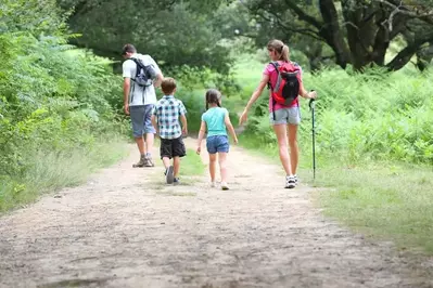 Family hiking at Smoky Mountain Cabin in the Spring