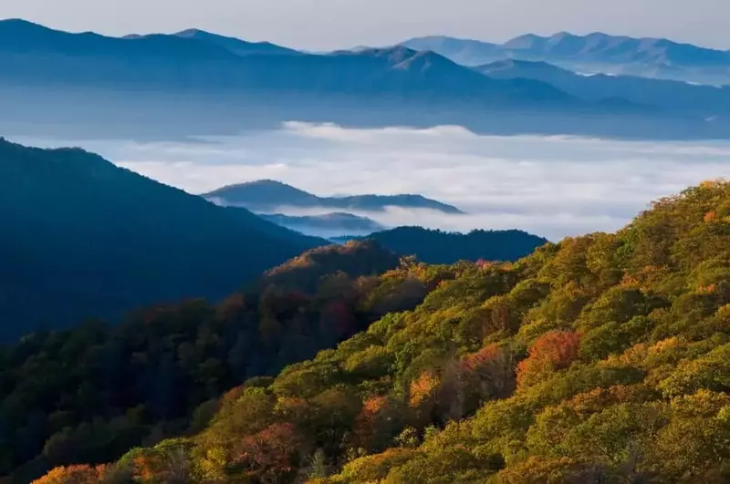 View of the Smoky Mountains in the fall season