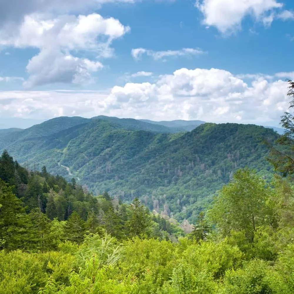 View of the Great Smoky Mountains from a Gatlinburg cabin