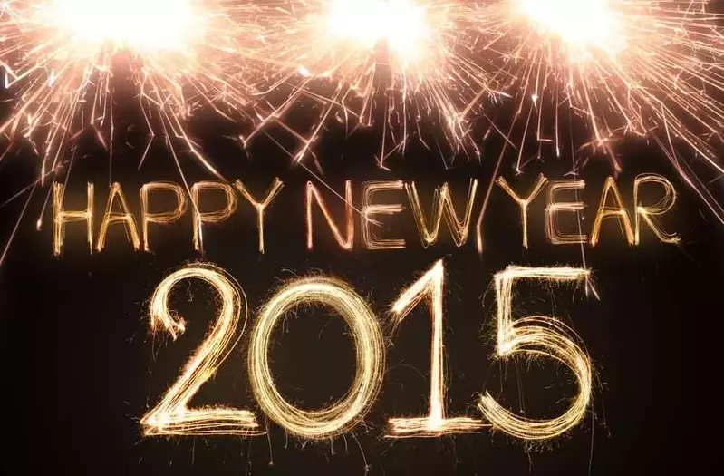 Happy New Year 2015 fireworks writing