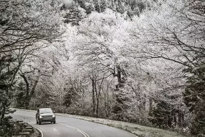 Scenic winter roads in the Great Smoky Mountains