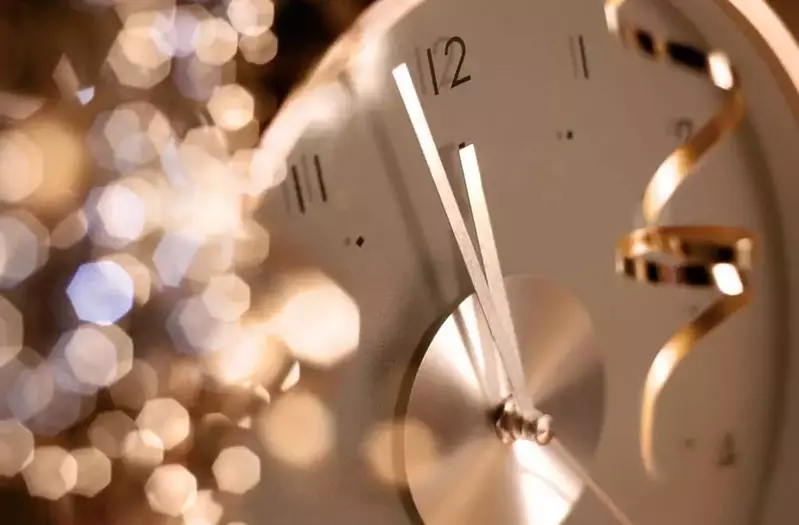 New Year's Eve clock about to strike midnight