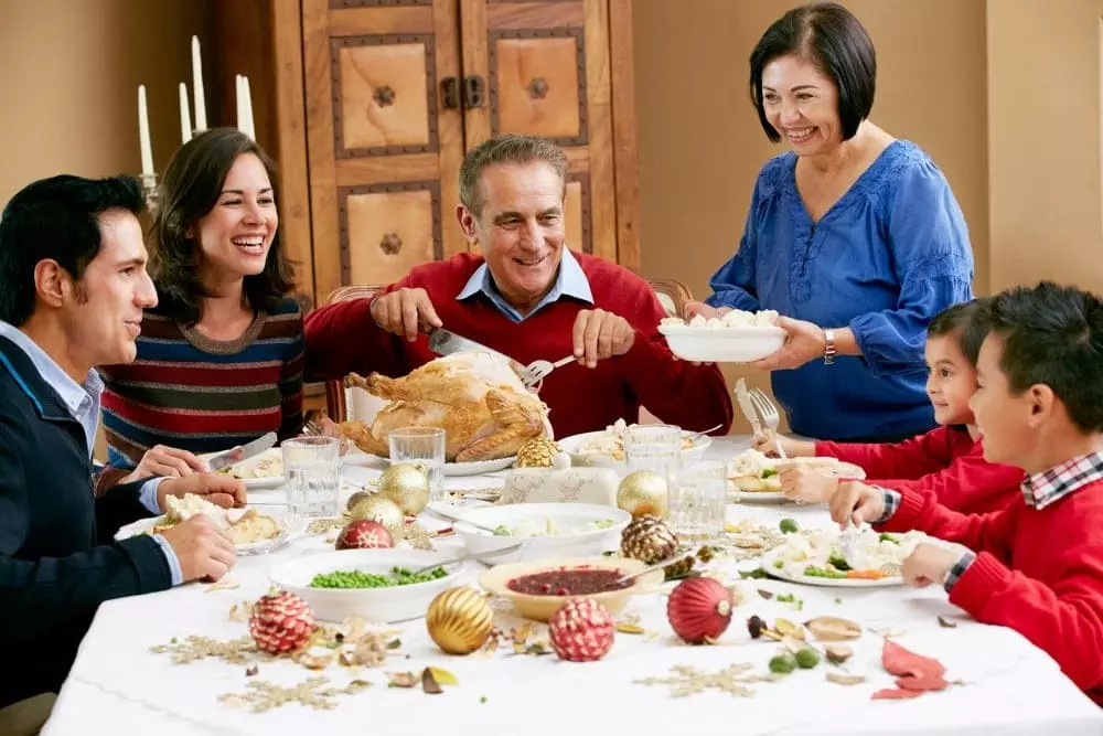 Family ejoying Christmas dinner