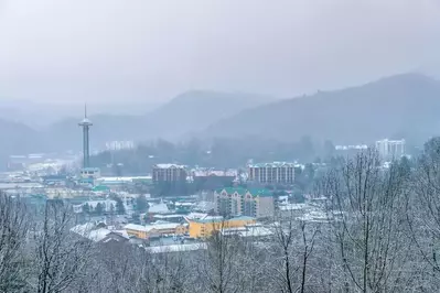 snowy downtown gatlinburg