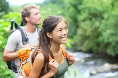 Couple hiking in the forest