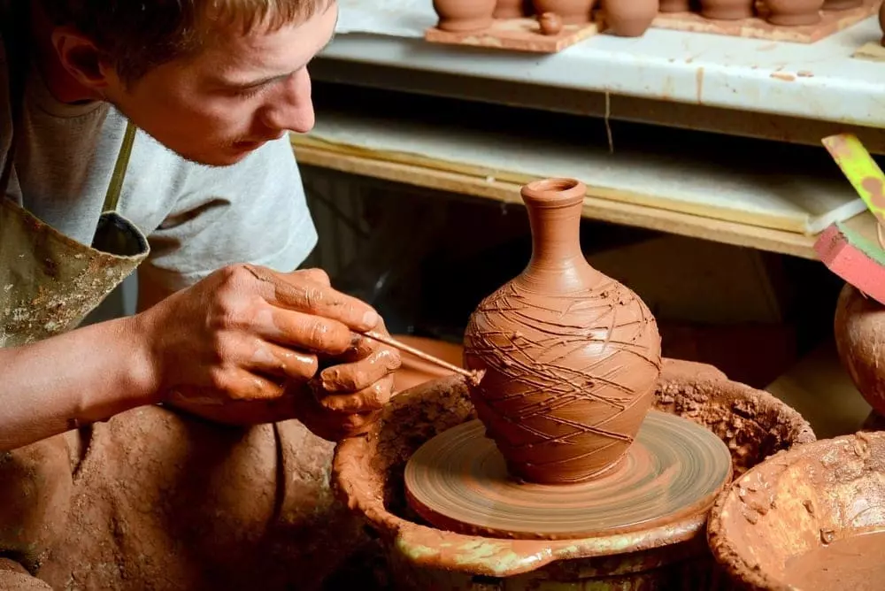 Man making pottery