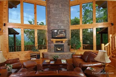 Gorgeous cabin with stone fireplace