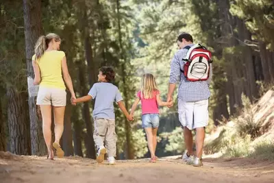 Family hiking together in the Smoky Mountais