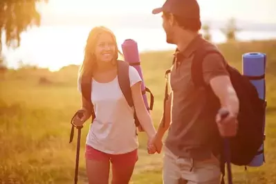 young couple hiking