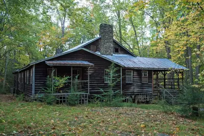 An old abandoned building in the Elkmont Historic District in Great Smoky Mountain National Park