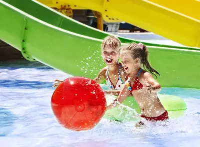 girls playing at water park